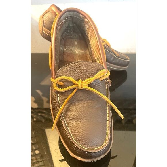 LL Bean Pebble Leather Moccasin Slip-On Loafer Driving Shoes Mens Size 8 - Picture 11 of 11